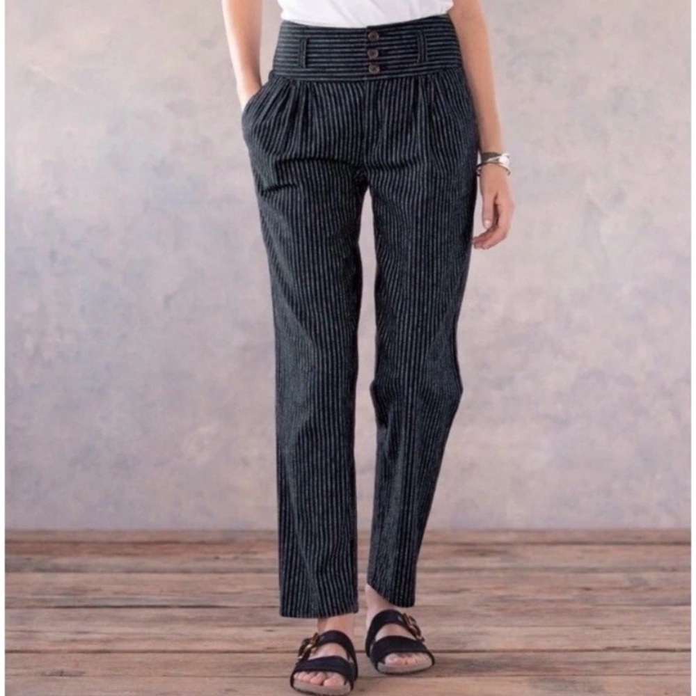 Sundance Amelia Linen Blend Pinstripe Trouser Pants Boho Retro Size 8